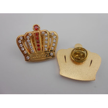 Goldene Krone Lapiel Pins, Metallabzeichen mit Diamanten (GZHY-BADGE-020)